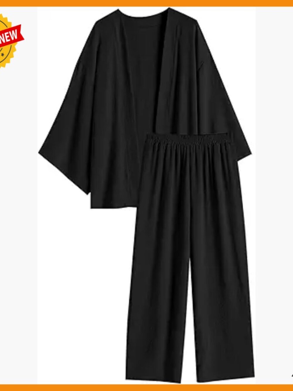 Linen Cotton Loose Fit Tracksuit Set with Wide Leg Pants and Cardigan